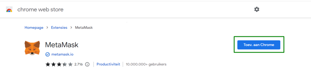 MetaMask Chrome installeren